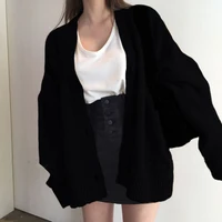 2023 Autumn Women's Sweater Fashion V-neck Vintage Knitted Cardigan Korean Loose Solid Sweaters Female 2