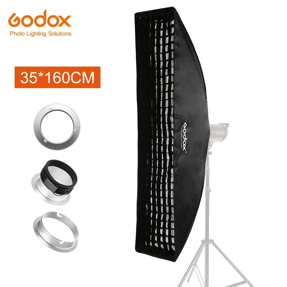 Bowens Godox 35x160cm Bowens Mount Softbox w/ Grid 2M Light Stand For Flash Speedlite 