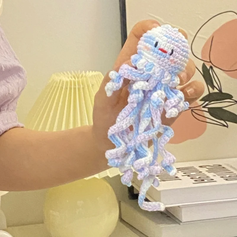 핸드메이드 코바늘 DIY 재료 패키지 알록달록 작은 문어 펜던트 코바늘로 직접 짜야 하는 귀여운 문어 키체인