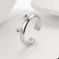 Cute Pink Enamel Cat Ear Kitten Claw Print Opening Rings For Women Girls Fashion Silver Color Animal Finger Ring Party Jewelry - Image 5