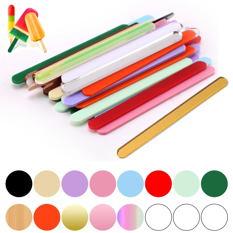 Ice Cream Sticks Food Grade Acrylic Ice Cream Sticks 10pcs/set Popsicle Stick Stirring Rod Distinguishing Labels Kitchen Tools