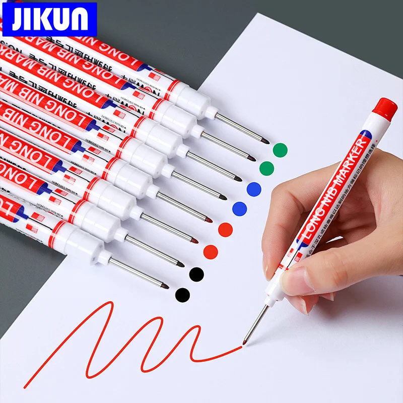 Long Head Oil Markers Pens Waterproof Multi-purpose Deep Hole Metal Thin Marker Pen Green/Red/Black/Blue Ink 4pcs