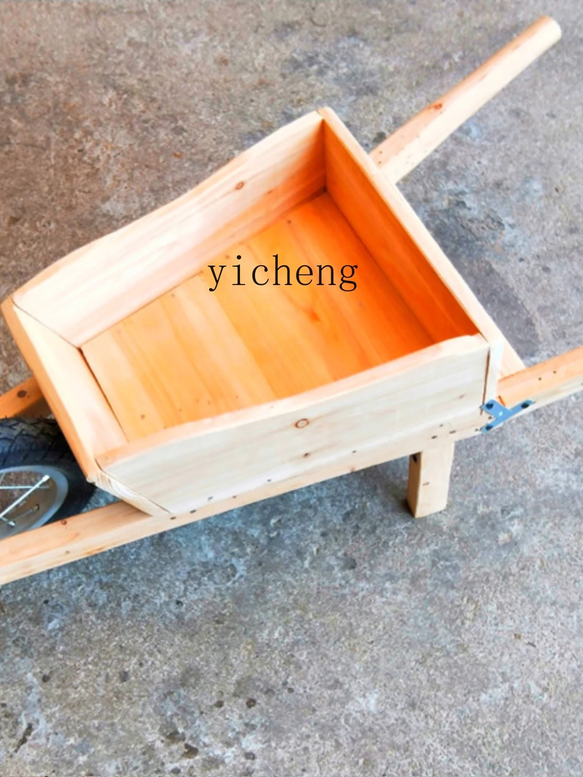 Tqh Wheelbarrow Anji Game Wooden Bull Wheel Trolley Triangle Belt Bucket Stroller Kindergarten Children Outdoor Toys 4