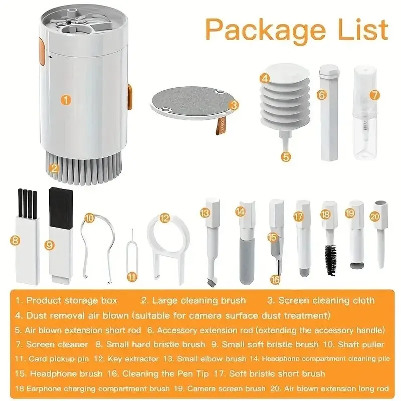 20 in 1 Keyboard Cleaning Brush Kit Earphone Cleaning Pen for Airpod 1 2 3 Cleaning Tool for Laptop/Computer/MacBook/iPad/Camera 4