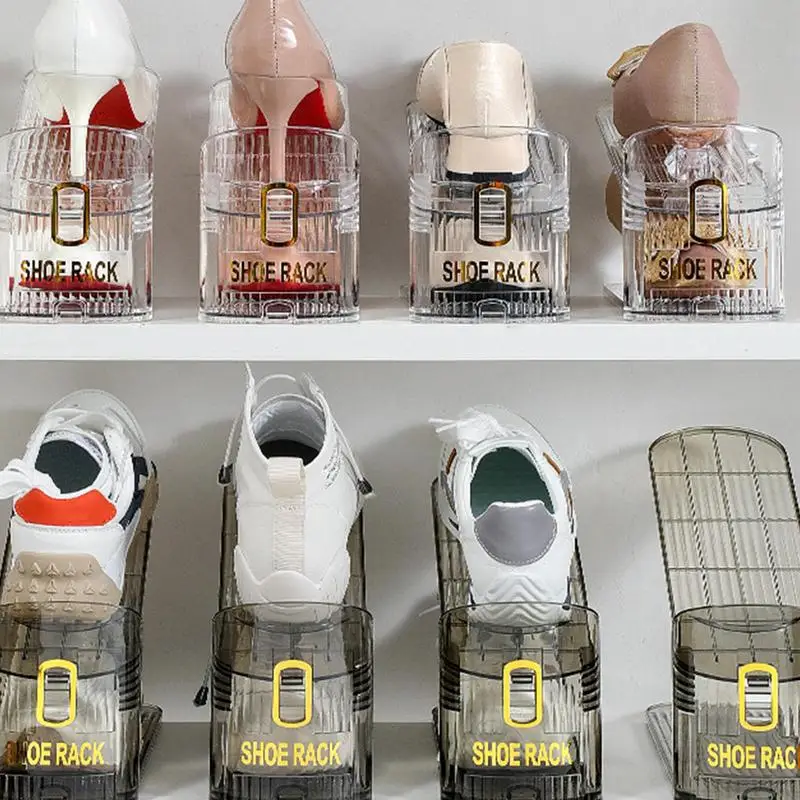 Adjustable Shoe Stacker Shoe Organizer Doublelayer Footwear Support Slot Shoe Slot Organizer Space Saver for Closet Organization 4