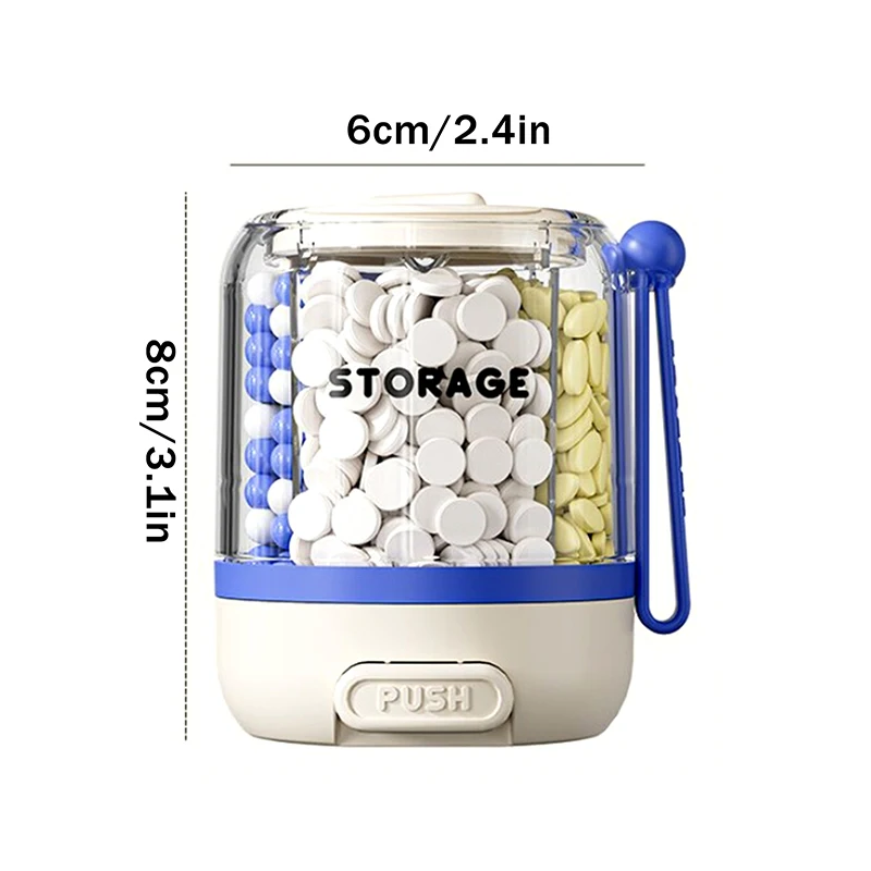 Round Pill Box 4-compartment Pill Case Drug Dispense Mini Portable Daily Medicine Box Organizer Case Tablet Storage Container