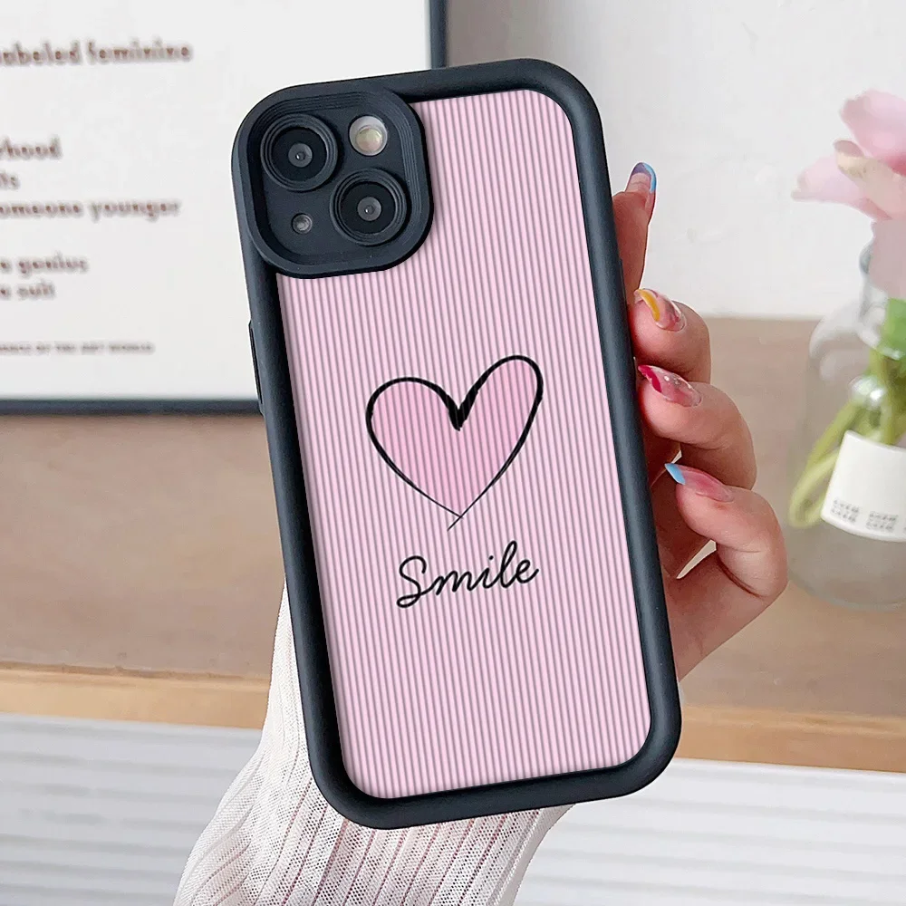 Pink Love Heart Wrist Chain Lanyard Phone Case Cover