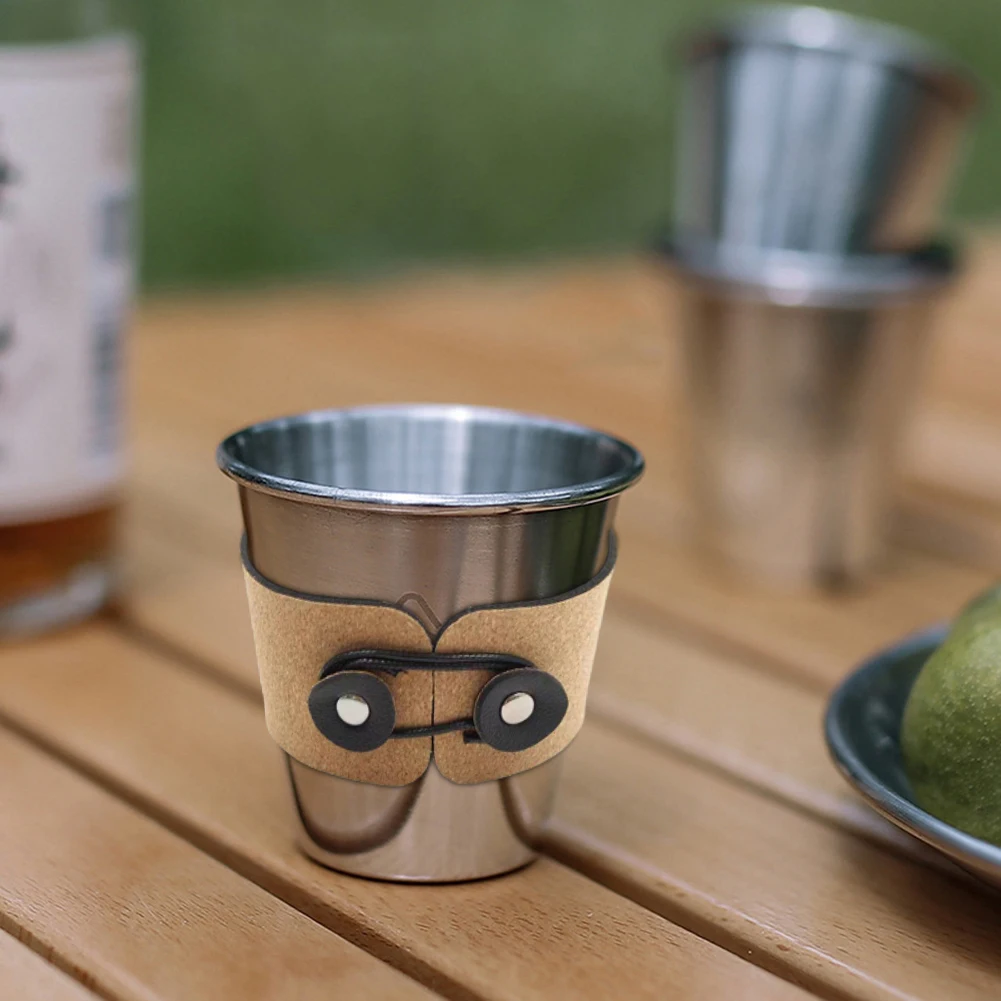 Reusable Cork PU Leather Cup Sleeve - حامل أكواب م...