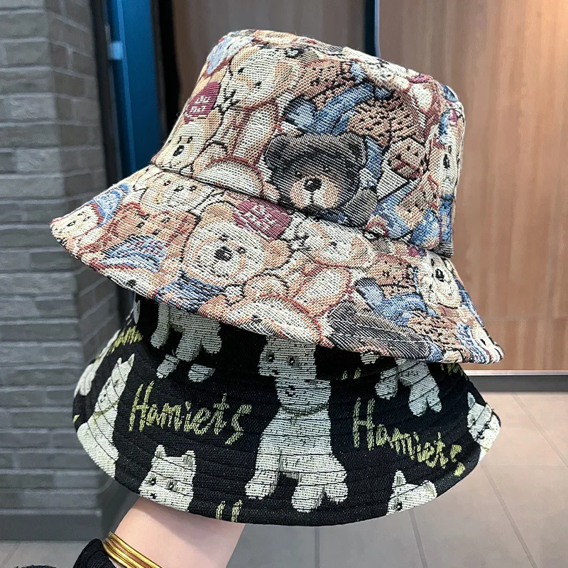

2022 Unisex Cotton Bucket Hat Men Women Cartoon Double Sided Sun Cap Summer Panama Fashion Fold Sunshade Fishing Fisherman Hats