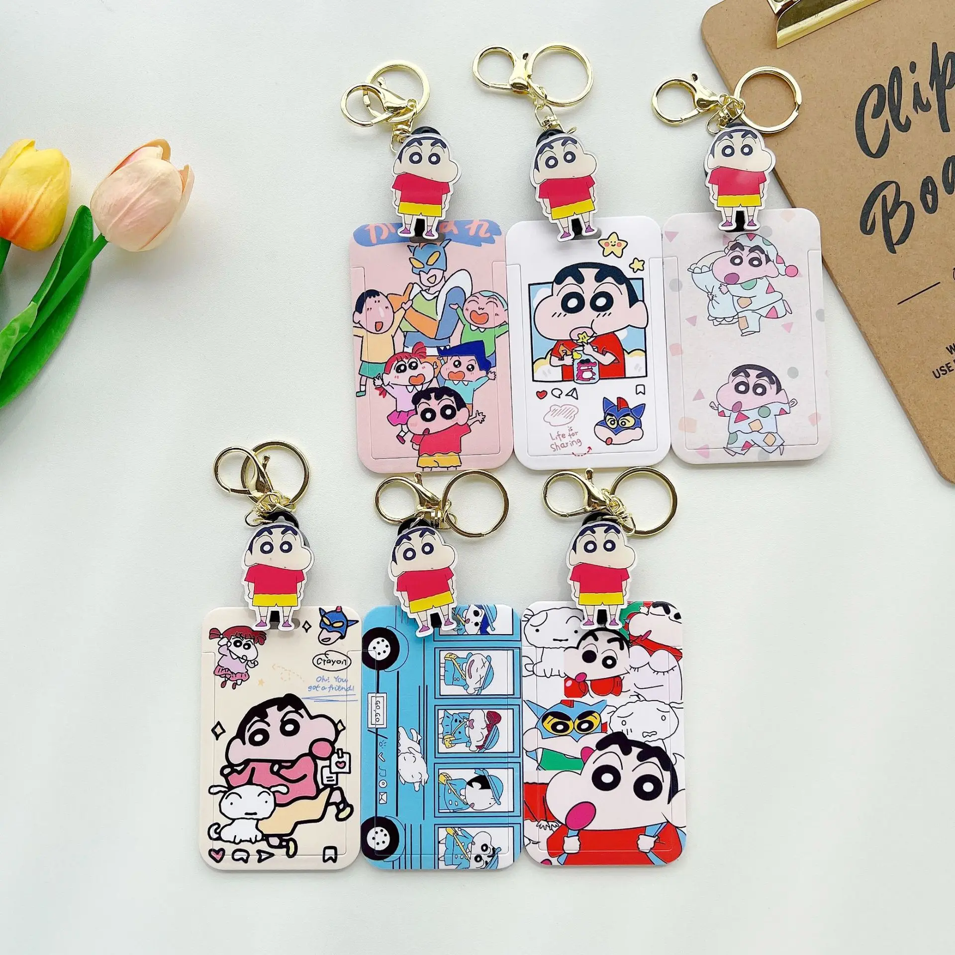 Kawaii Crayon Shin-chan Keychain and Card Holder Accessory