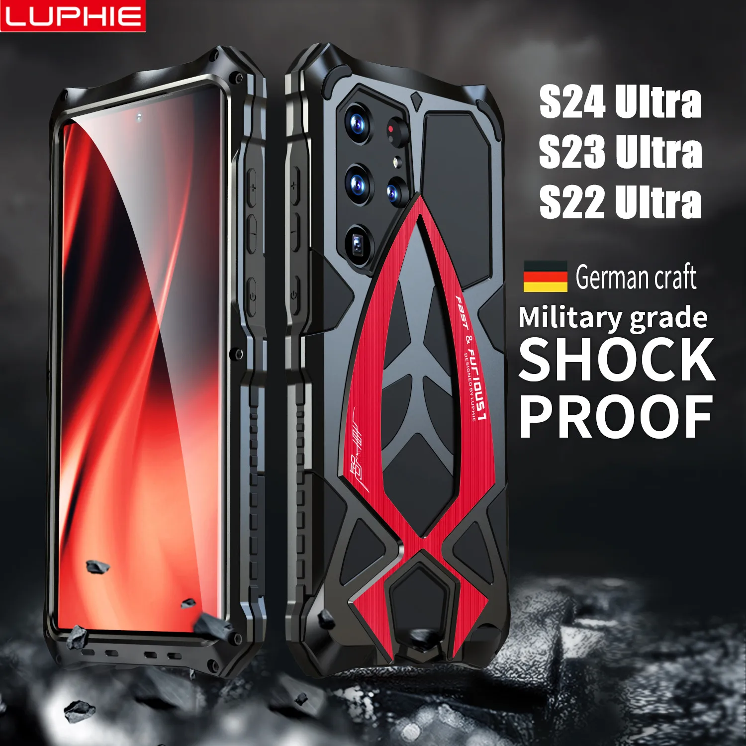 

Для Samsung Galaxy A52 5G 4G чехол LUPHIE металлический армированный чехол для телефона 360 ° круглый защитный чехол для A72 4G 5G