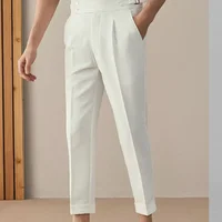 Men Casual Suit Pants Solid Color Large Size Mens Korean Style Fashion Straight Trousers All-match Ankle-length Loose A32 1
