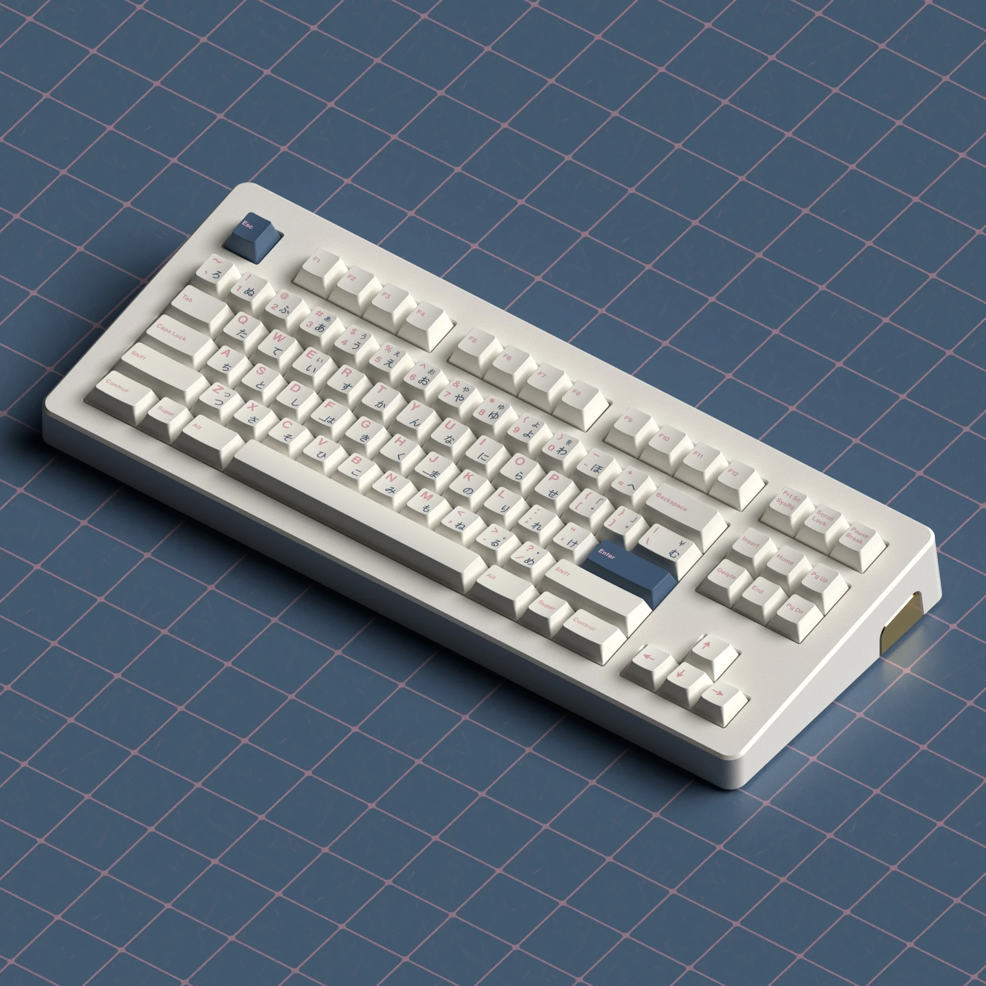 Jkdk Bow-keycaps Teclado Mecânico Japonês Pbt Dye Sub Rosa e Azul mx Switches 131 Teclas