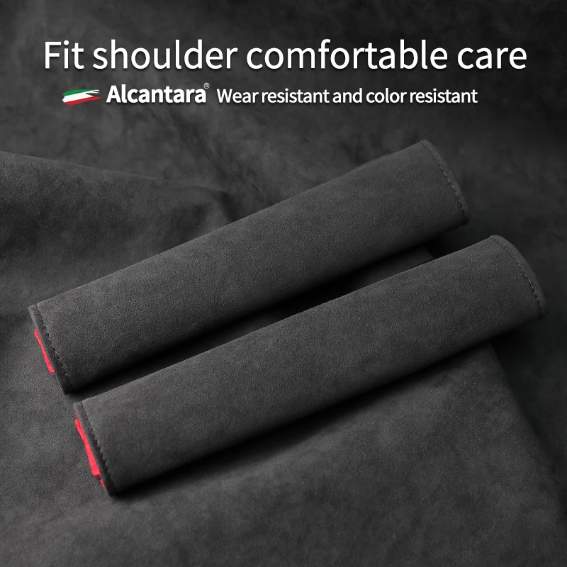 Car Seat Belt Covers Shoulder Protector Alcantara Suede For Suitableor Tesla Model 3 Medel Y Interior Accessories