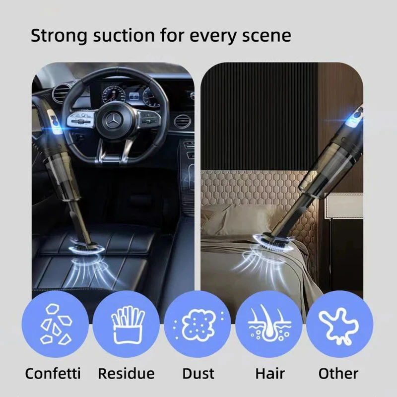 Car Multipurpose Vacuum Cleaner Handheld Powerful Suction Rechargeable Car and Home Dual Use Small Wireless Vacuum Cleaner 2