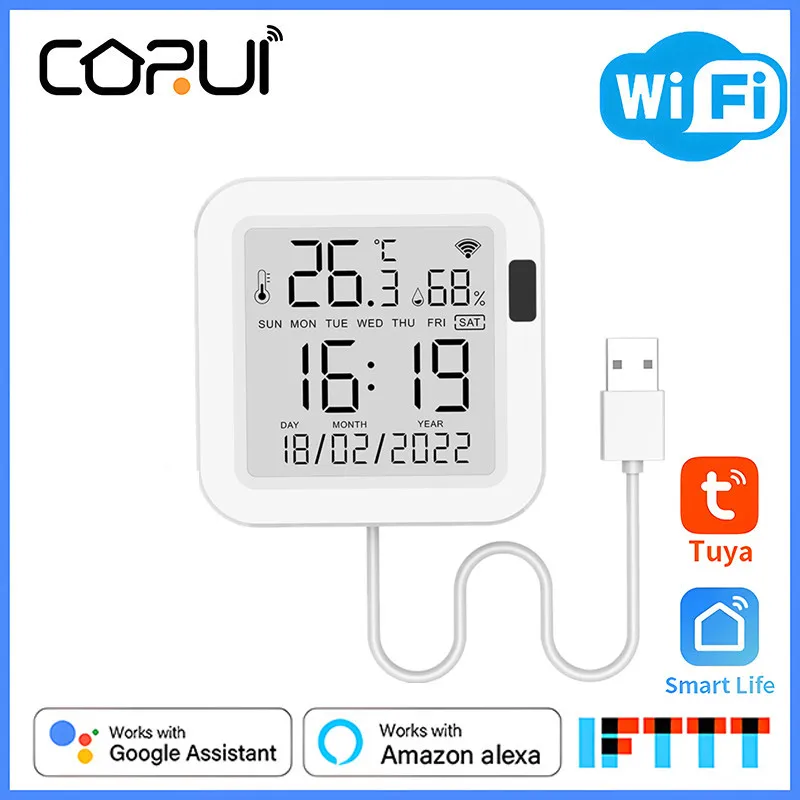 Corui Tuya Wifi Temperature Humidity Sensor Hygrometer Ir Sensing