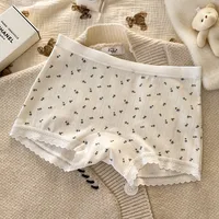 Culotte en dentelle mignonne, taille moyenne, pantalon de sécurité de sport Sexy pour femmes, sous-vêtements fins, doux, confortable, respirant, sans Trace, intimes 4