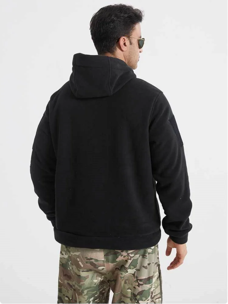 가을 겨울 남성용 플리스 후드티 두꺼운 플러스 벨벳 따뜻한 후드 스웨터 풀오버 탑스 야외 스포츠 위장 전술 재킷