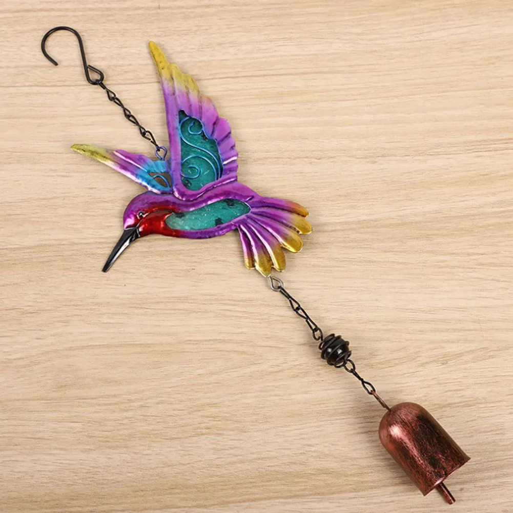 Wind Chime Hummingbirds Dragonflies Metal Glass Painted Crafts Hanging Pendants Bell Aluminum Pipe Home Courtyard Hanging Decors 4