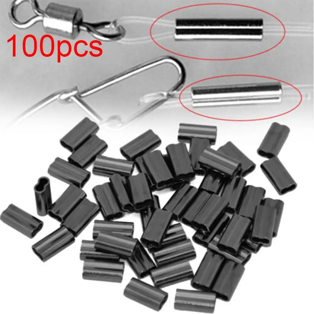 Fishing Crimp Sleeves Barrel Fish Wire Tube Brass Fishing Single Double Barrel Crimping Sleeves Tackle Connector Terminal Tackle cable crimps sleeves,fishing tools,fishing tool,fishing accessories,fishing tackle,fishing line connectors