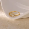 Bagues géométriques de luxe en Zircon pour femmes, en acier inoxydable, couleur or, anneau ouvert, tendance, fête de mariage, bijoux esthétiques, cadeau pour Femme