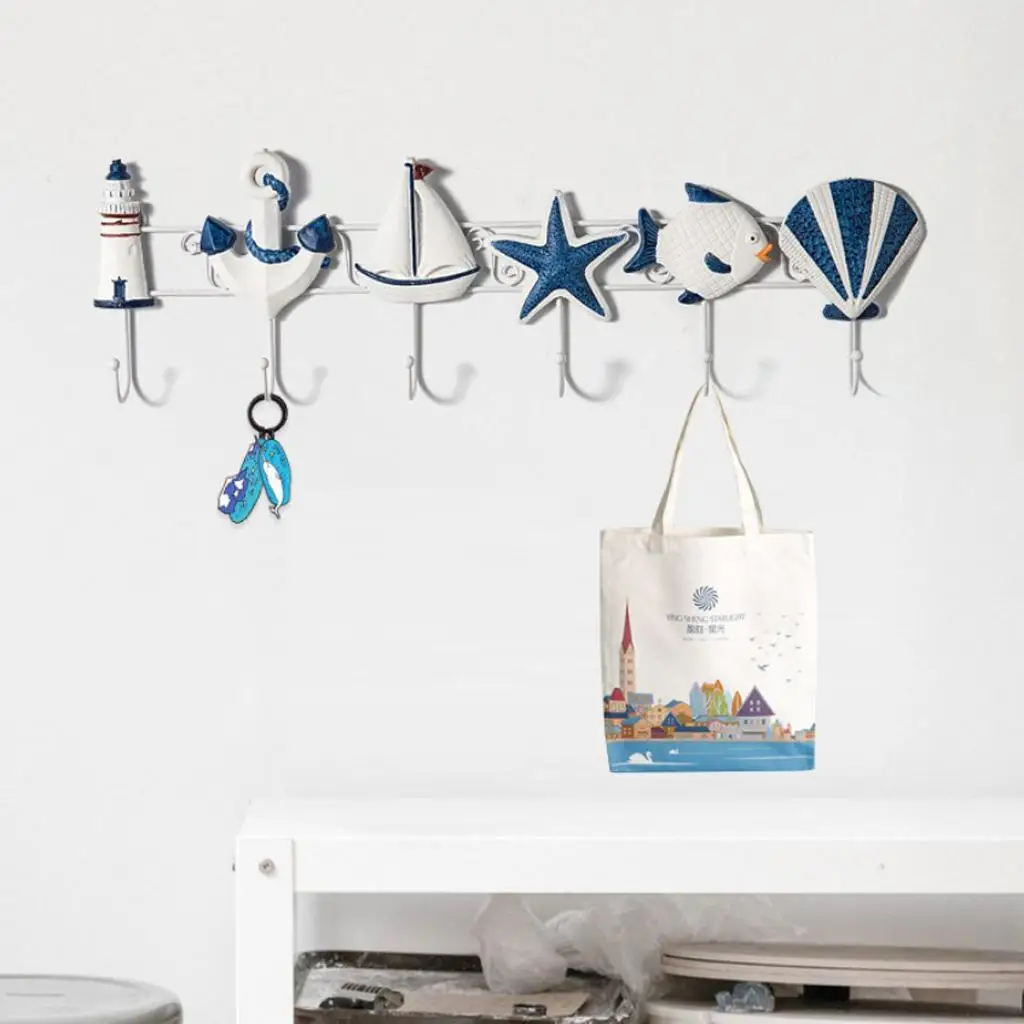 

Nautical Seashell Lighthouse Seagull Towel Coat Wall Hook Hanger Keys Holder Hanger Multi Uses