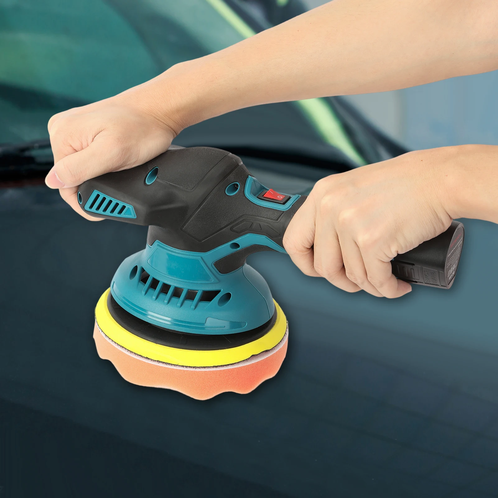 Car Polisher 6 Variable Speed Battery Powered Cordless Powerful Motor Ergonomic Handle Car Polishing Dual Action Buffer Pol