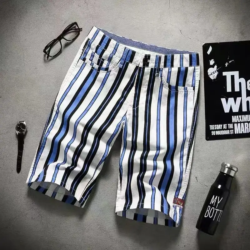 2024  New Summer Oversized Loose Casual American Retro Striped Knitting Men's Wear Handsome Pockets Hip Hop Chic Y2K Trousers