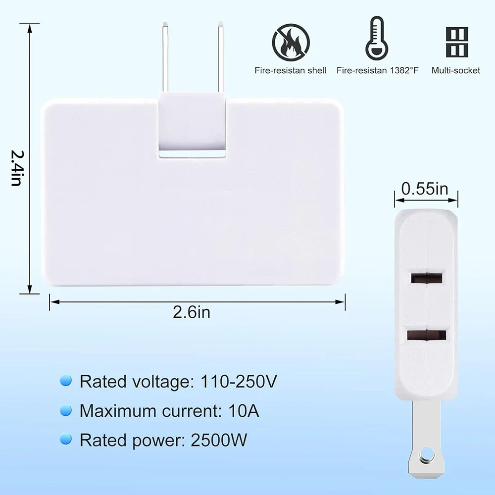 45W Quick Charging Electrical Socket Multiport US Plugs AC Adapter 180 Degrees Rotatable Portable Swivel Outlet Extender