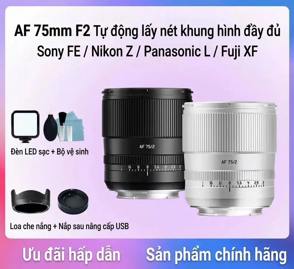 Ống Kính 75mm 40mm F2 Full Frame Tự Động L Mount