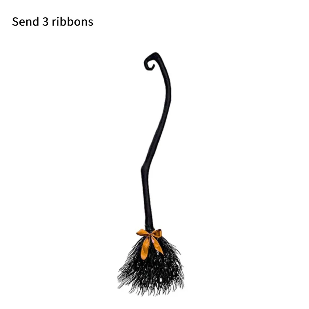 Multicolour Halloween Magic Broom Wacky Witch Brooms With Colorful Ribbon Cosplay Dress Up Halloween Party & Holiday Decorations