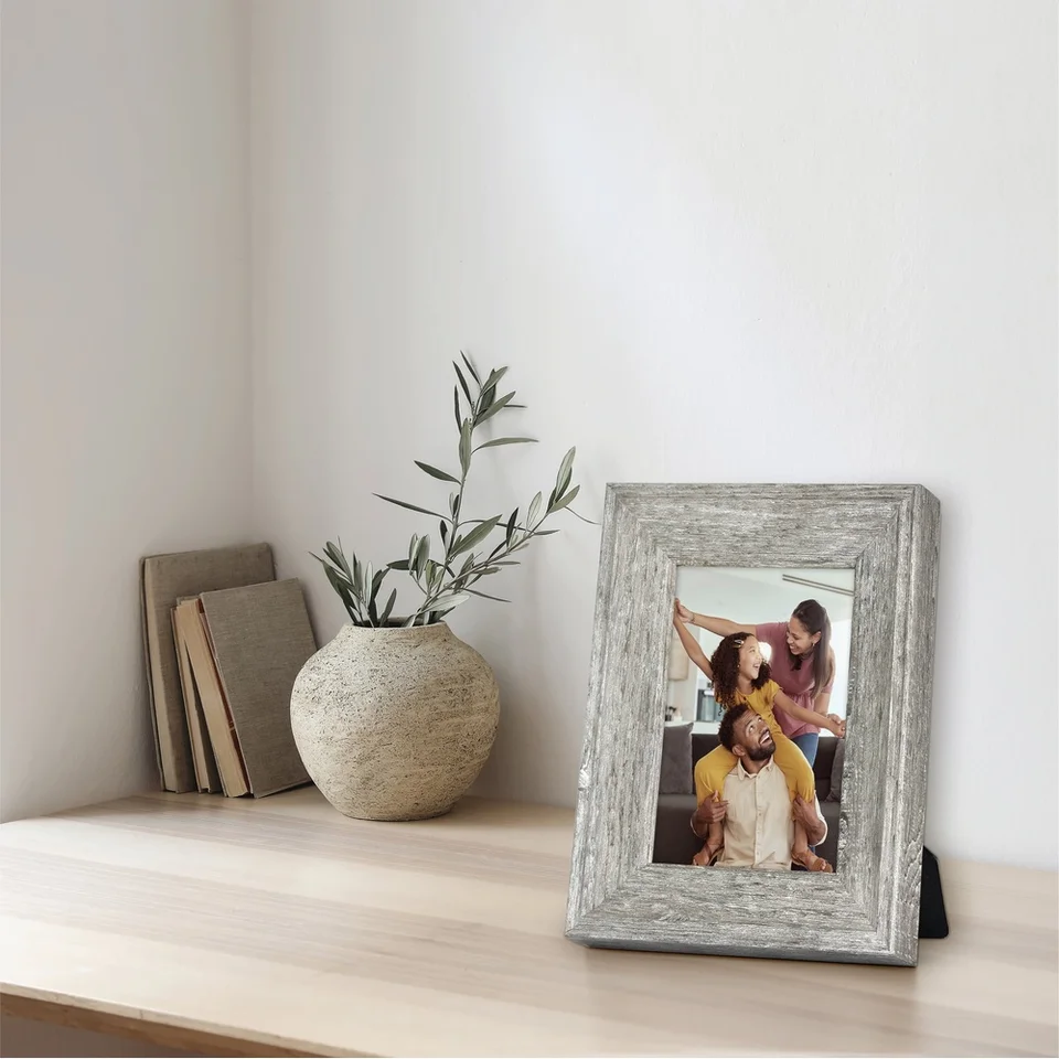 Durable Rustic Gray Plastic Picture Frame 5x7