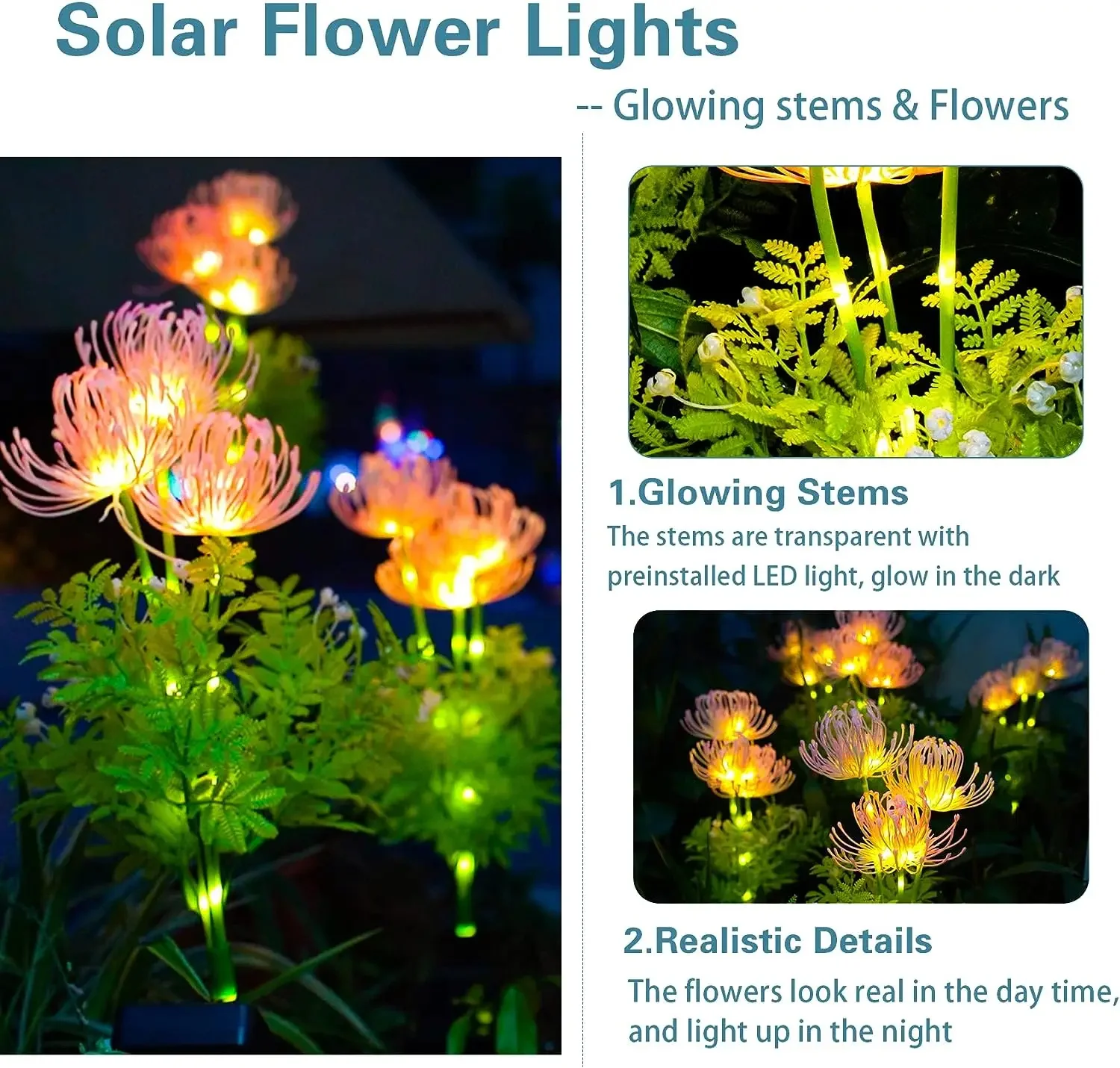 IP65 Waterproof Garden Lights Outdoor LED Solar Landscape Lamp for Garden Pathway Yard Lawn Backyard Home Decoration Flower Ligh 5