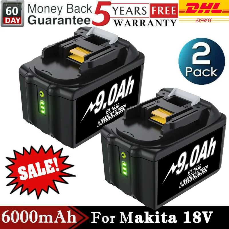 Per Makita Bl1830 Batterie 18V 6Ah Lxt Li-Ion Compatibile De 80 Outils 7.2V ~ 18V Caricabatterie Per Bl1830 Bl1840 Bl1850 Lxt400 Dc18Rc