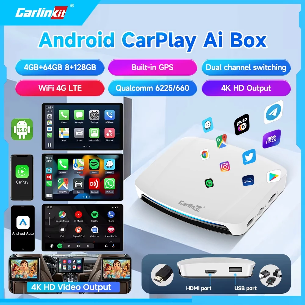 128 グラム Carlinkit Ai ボックス Android 13 ワイヤレス Carplay