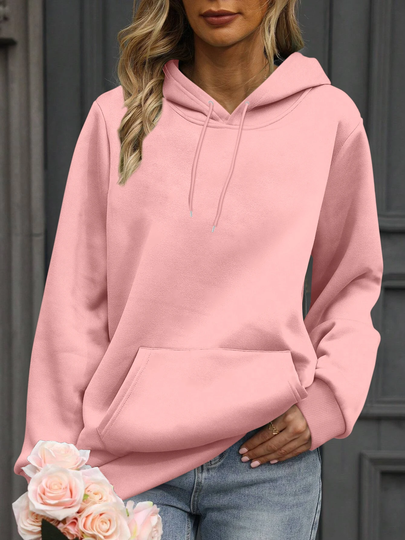 DO WHAT MAKES YOU HAPPY letter print hoodie, drawstring casual hooded sweatshirt for fall & spring, youthful women's clothing