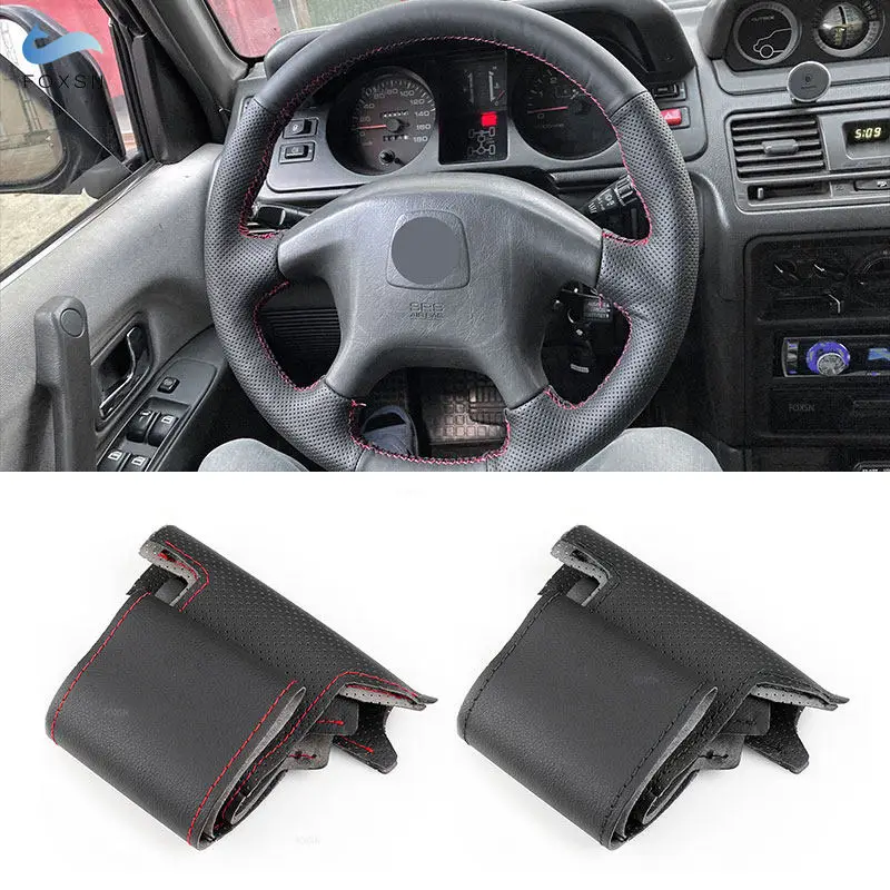 Für Mitsubishi L200 1997-2006 Pajero Pinin Space Gear 1998-2001 Handgenähte perforierte Leder-Autolenkradabdeckungsverkleidung