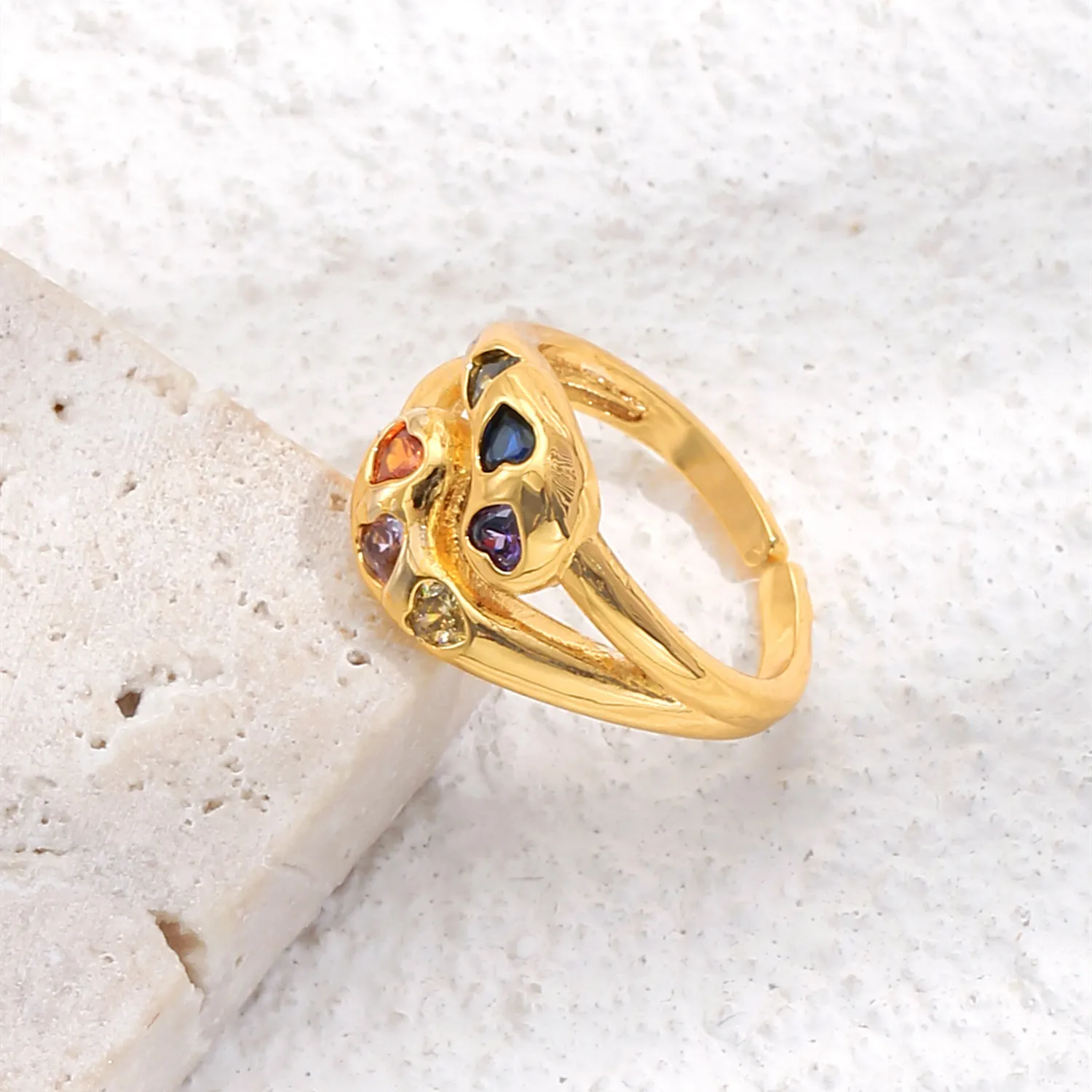 2021 INS Color Rainbow Fashion Rings For Women Finger Jewelry Clear CZ Colorful Neon Enamel Open Adjusted Dome Ring