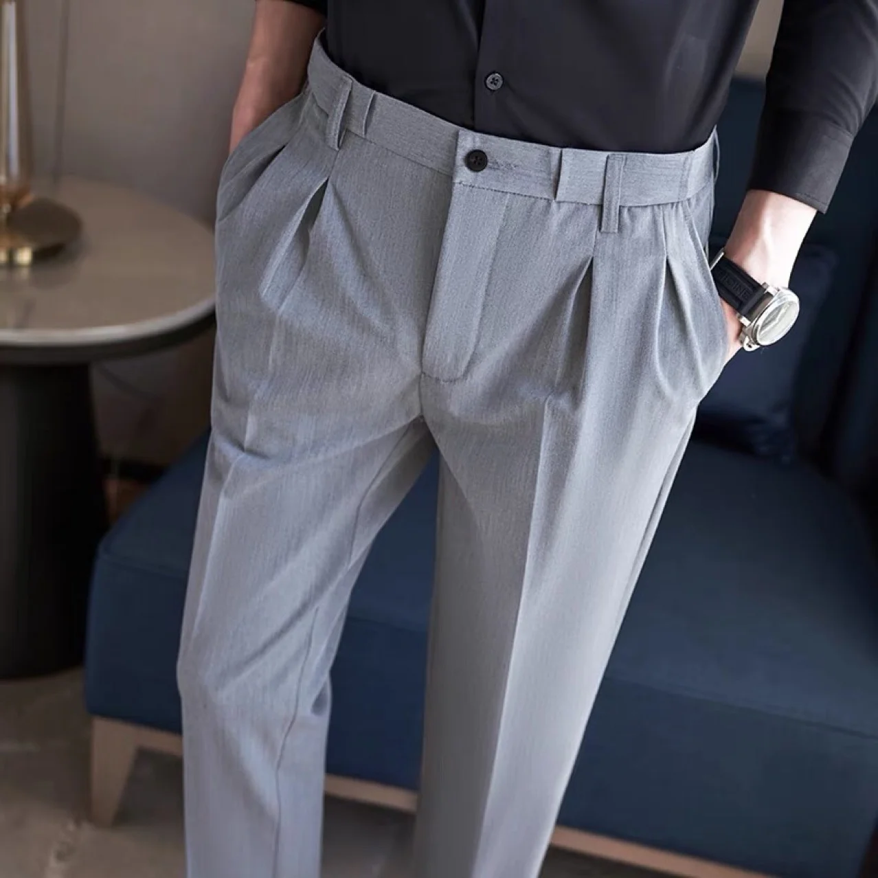 High end suit pants men's luxury vertical sense business spring style