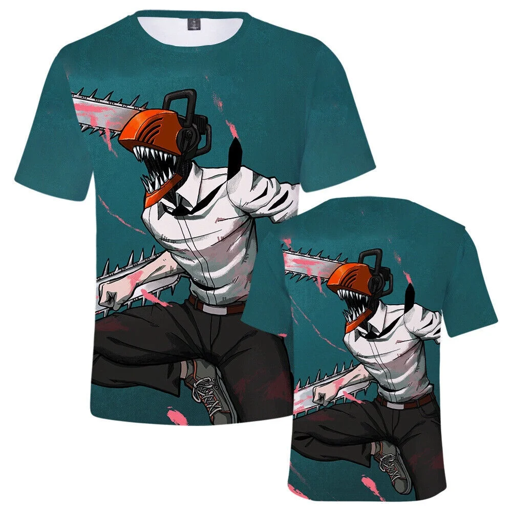 

Tshirts Anime Chainsaw Man 3d Print Boys Girls Oversized Short Sleeve T shirts Cartoons Crew Neck T-shirt Kids Tee Tops Clothes