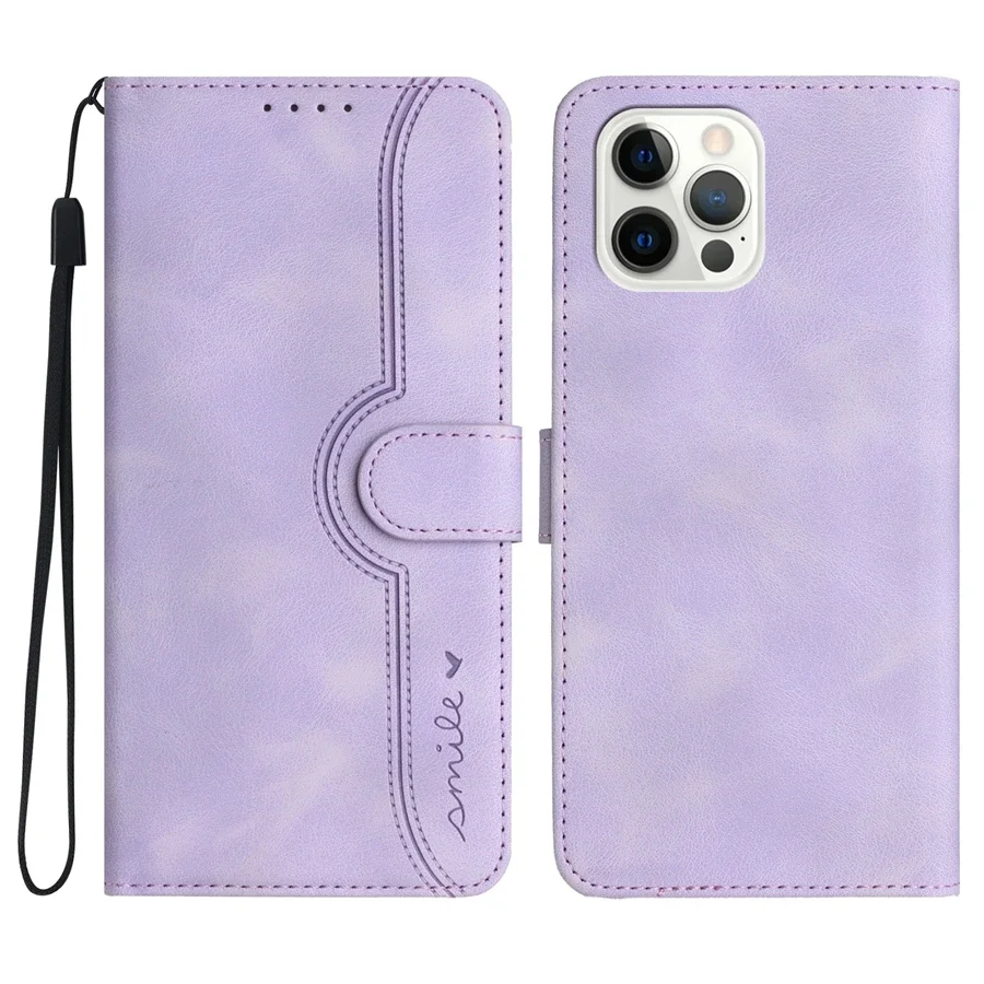 Wallet With Card Slot Kickstand Smile Magnetic Flip Leather Case For iPhone Air 17 Pro Max 17e 16e 16 15 Plus 14 13 12 11 XR 8 7 2