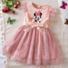 Mickey Minnie Mouse Girls Summer Clothes Flying Sleeves Bow Sequin Dress 2-6Y Kid Birthday Tutu Princess Dress for Baby Girl 1