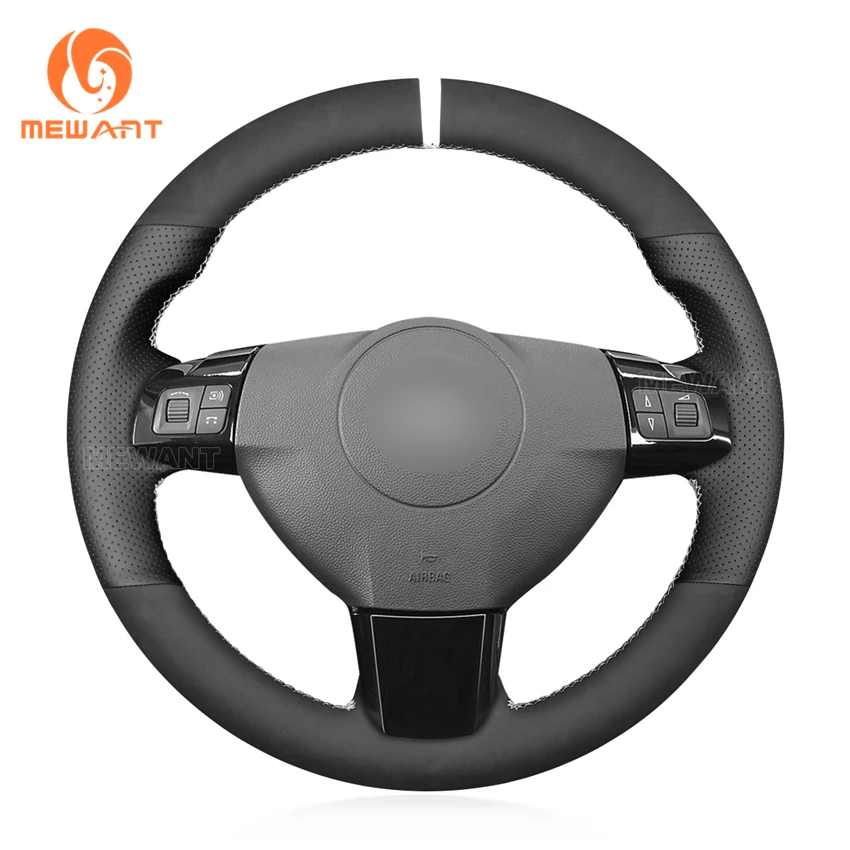 Mewant Black Carbon Fiber Steering Wheel Cover For Opel Astra H Signum