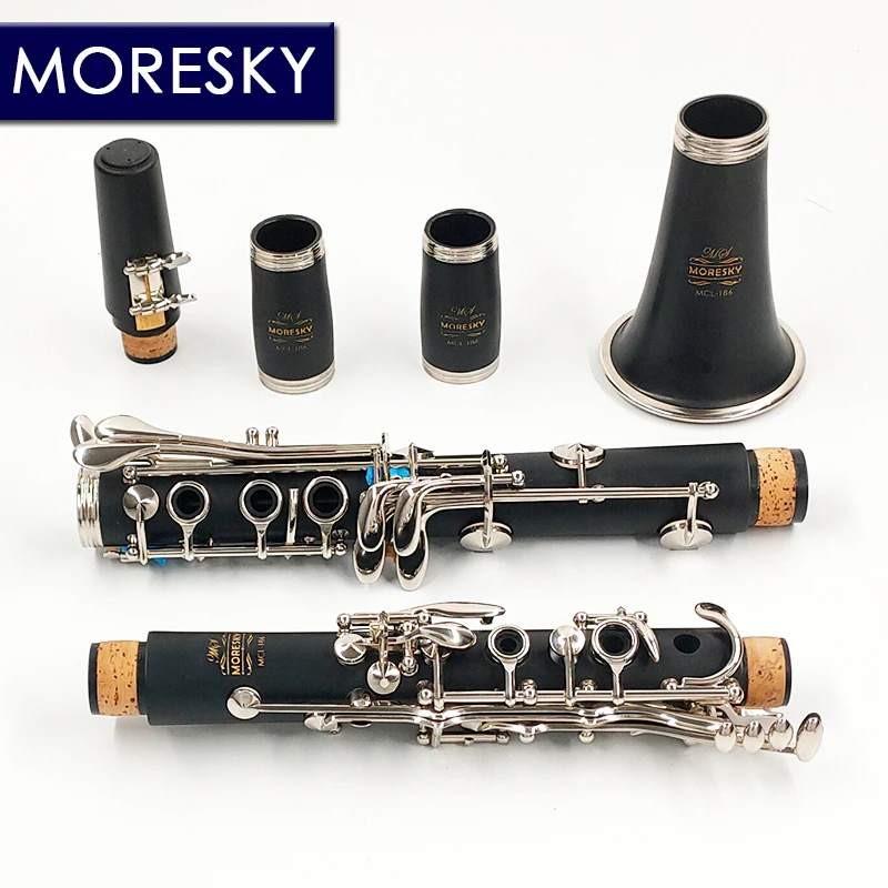 MORESKY Clarinet 17/18 Keys Bb Natural Hard Rubber/Bakelite ABS Pipe Body MCL-186