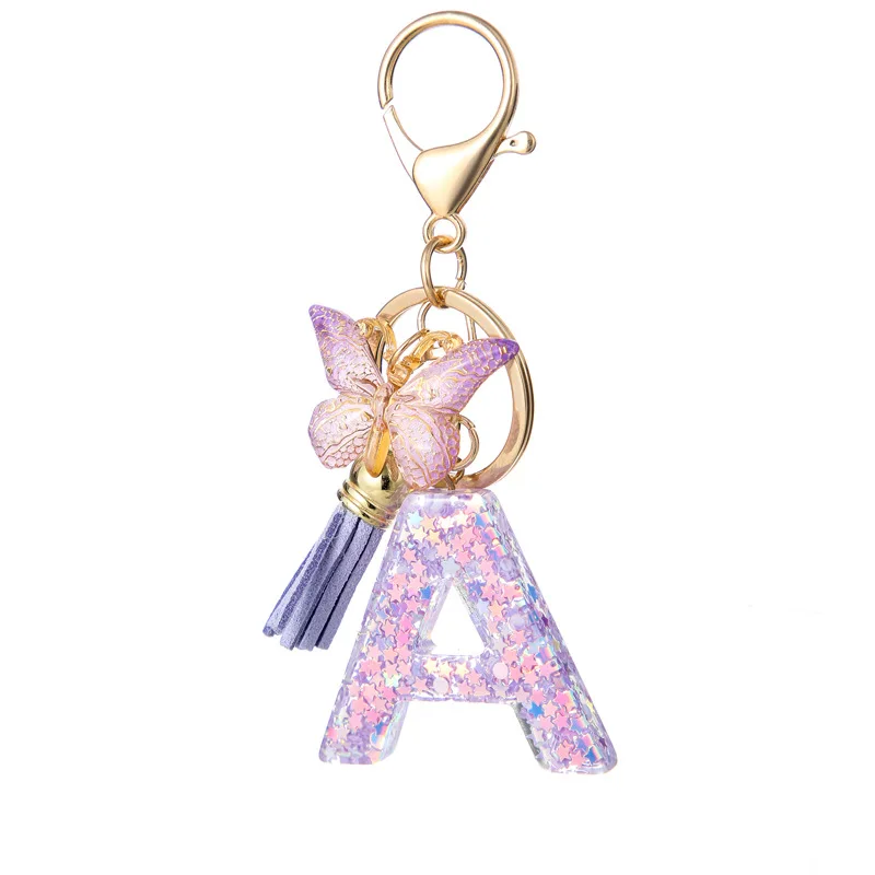 LLavero de letras de A-Z DIY a la moda, soporte de Metal, llavero colgante, llavero de coche para mujer, letra Simple, nombre, llave, fiesta, regalo de Navidad