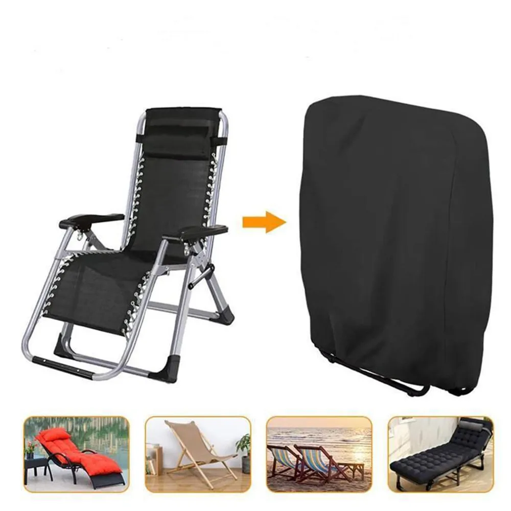Outdoor Folding Chair Cover - Dustproof, UV Protective & Waterproof - Black, 93x82cm