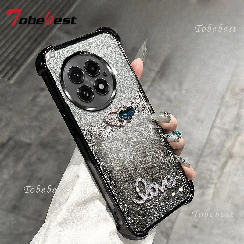 3D Love Shockproof Glitter Bead Bracelet Silicone Phone Case with Plating Finish
