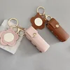 1pc Leather Lipstick Bag Makeup Pouch Lip Balm Bag Keychain Holder Creative Lipsticks Protective Cover With Mirror Gifts 3