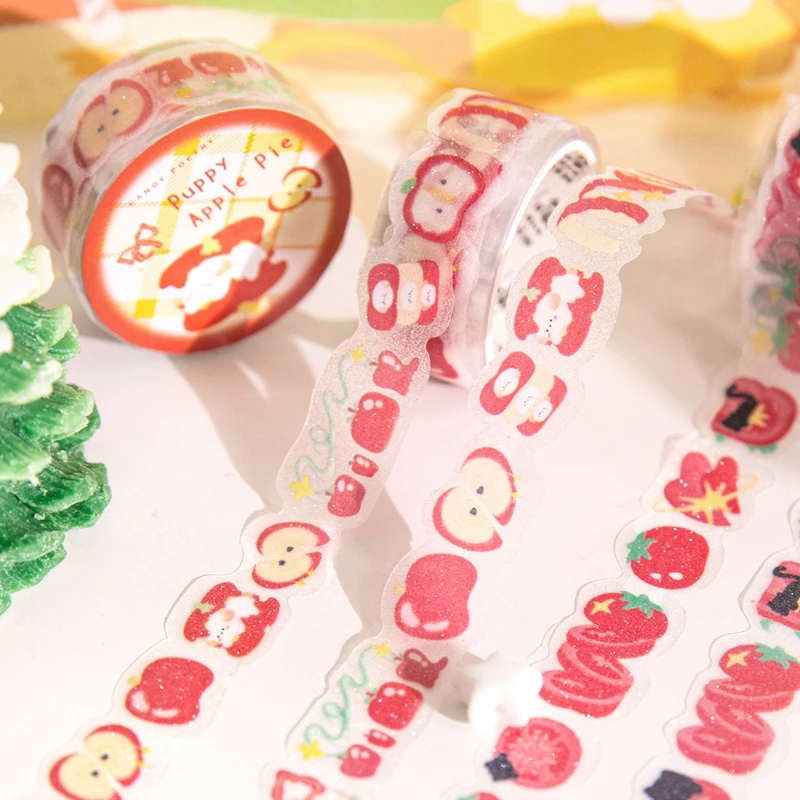 Cute Fruit Sweetheart Series Flash Decoration Adhesive Tape Handbook DIY Scrapbooking Journal Collage Material Sticker Kids Gift 3