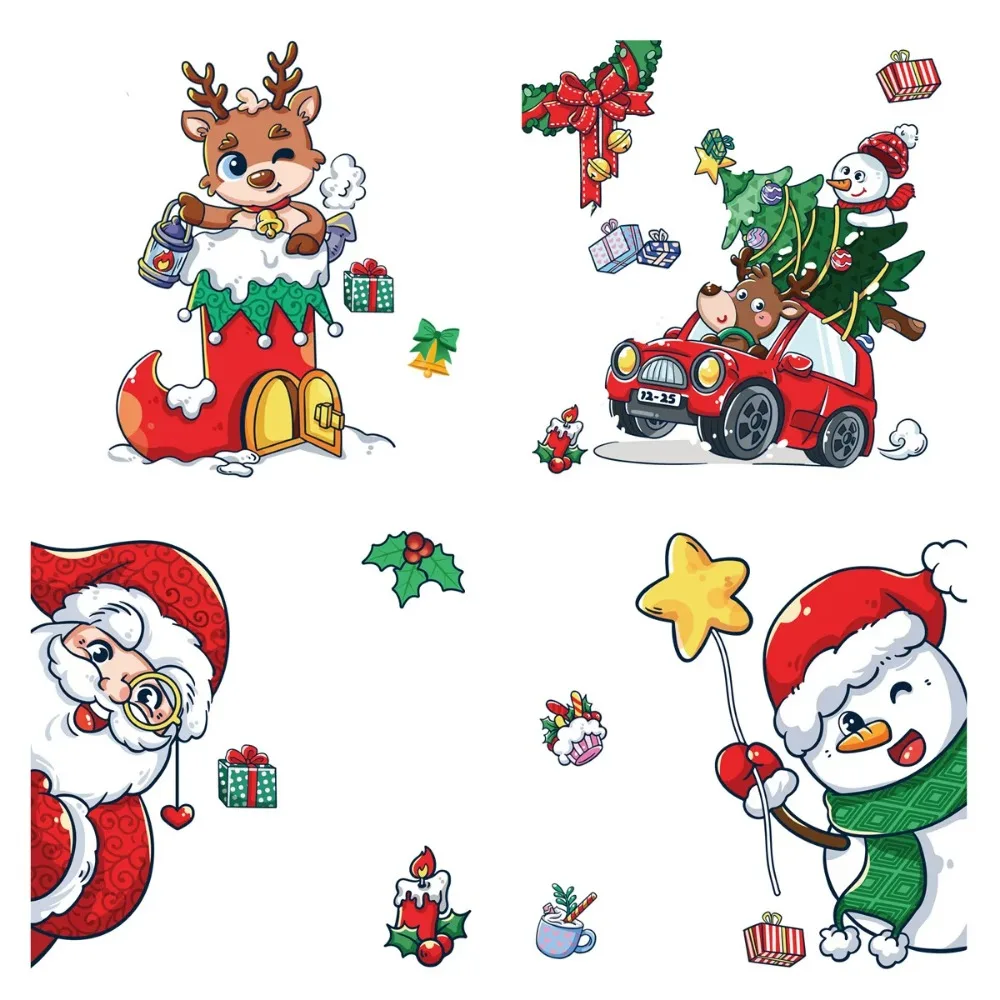 Christmas Window Stickers Bathroom Shadow Clings Xmas New Year's Eve Merry Christmas For Kid Birthday Party Decorations